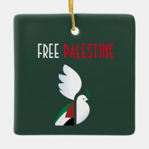 vredesduif met de Palestijnse vlag Keramisch Ornament