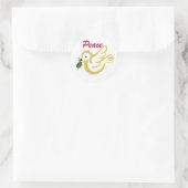 Vredesduif met een kerstwens ronde sticker (Tas)