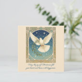 Vredesduif met olijftak decor wenskaart feestdagenkaart (Staand voorkant)