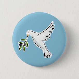 Vredesduif met olijftak ronde button 5,7 cm