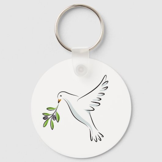 Vredesduif met olijftak sleutelhanger (Voorkant)