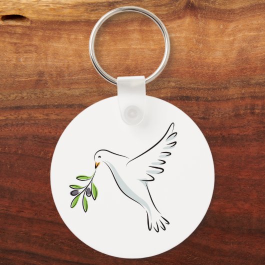Vredesduif met olijftak sleutelhanger (Voorkant)