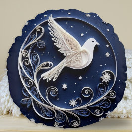 Vredesduif Neppe Papercraft Vogel Blauwe Kerstmis Rond Kussen