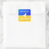Vredesduif Oekraïense vlag steunt Oekraïense Stick Vierkante Sticker (Tas)