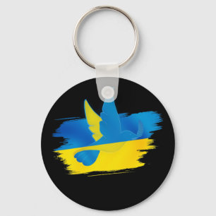 Vredesduif oekraïne vlag blauw en geel sleutelhanger