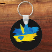 Vredesduif oekraïne vlag blauw en geel sleutelhanger (Voorkant)