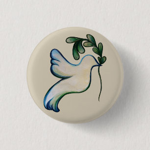 Vredesduif op aarde van hoop ronde button 3,2 cm
