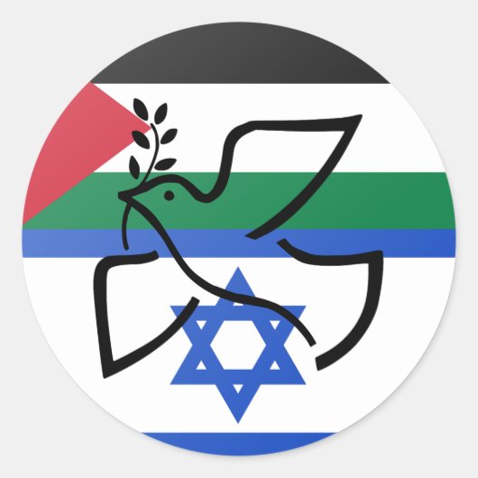 Vredesduif over Israël Palestina Ronde Sticker (Voorkant)