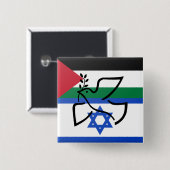Vredesduif over Israël Palestina Vierkante Button 5,1 Cm (Voorkant /achterkant)