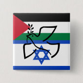 Vredesduif over Israël Palestina Vierkante Button 5,1 Cm (Voorkant)