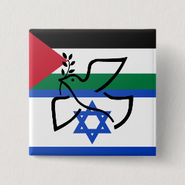 Vredesduif over Israël Palestina Vierkante Button 5,1 Cm