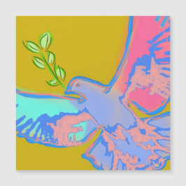 Vredesduif Pop kunst in okergeel