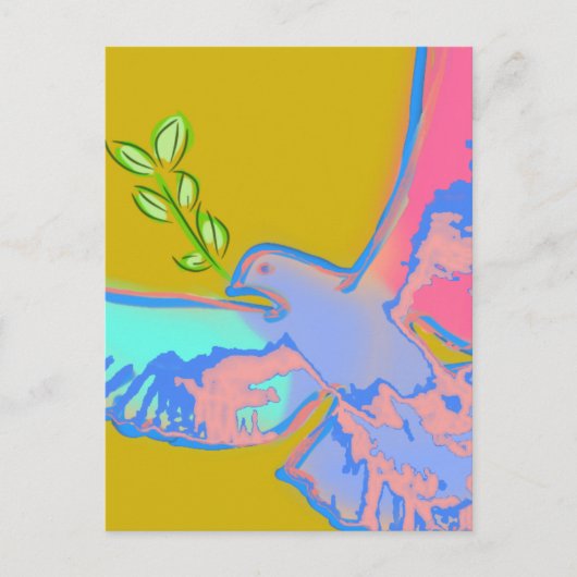 Vredesduif Pop kunst in okergeel Briefkaart (Voorkant)