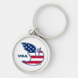 Vredesduif. USA Patriottisch Sleutelhanger
