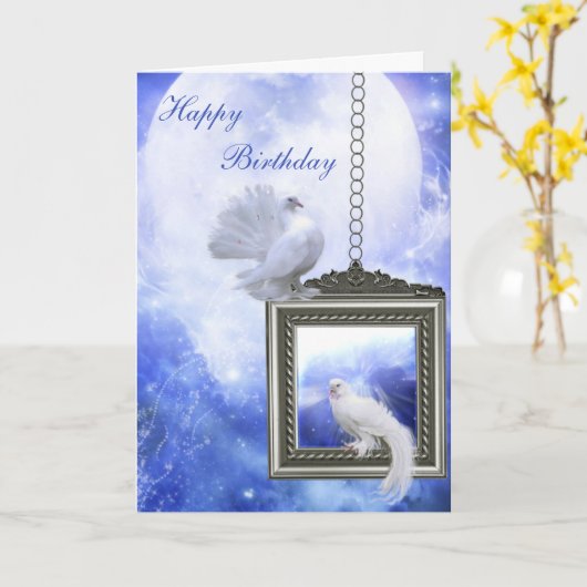 Vredesduif Verjaardag Kaart (Gele Bloem)