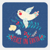 Vredesduif Volkskunst Vogel Vierkante Sticker (Voorkant)
