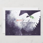 Vredesduif Vrolijk Kerstfeest Diep Paarse Feestdagenkaart (Voorkant)