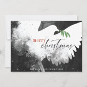 Vredesduif Vrolijk Kerstfeest Zwart Wit Rood Feestdagenkaart (Voorkant)