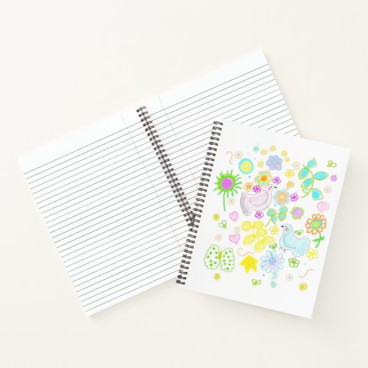 Vredesduiven en bloem notebook notitieboek (Binnen)