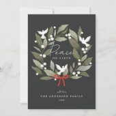 Vredesduiven en boog Vrolijk Kerstfeest Feestdagenkaart (Voorkant)