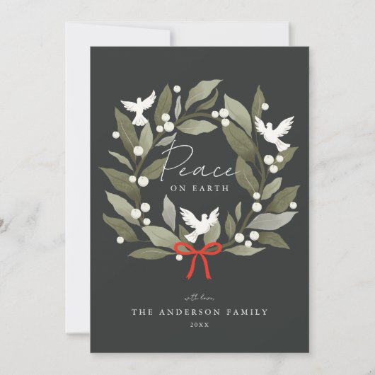 Vredesduiven en boog Vrolijk Kerstfeest Feestdagenkaart (Voorkant)