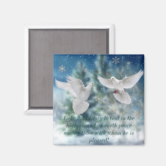 Vredesduiven Luke 2:14 Kerstmagneet Magneet (Voorkant / Achterkant)