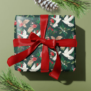 Vredesduiven op aarde groen bloempatroon cadeaupapier