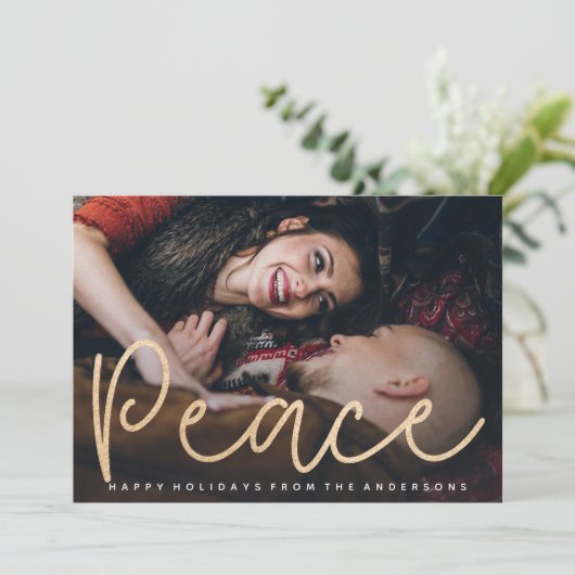 Vredesfotokaart voor Shimmering Feestdagenkaart (Staand voorkant)