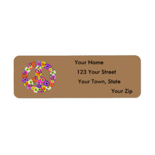 Vredesgebaar Floral in bruin Etiket