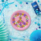 Vredesgebaar Floral in lichtroze Papieren Bordje (Feest)