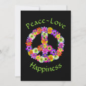 Vredesgebaar Floral Peace Love Geluk Kaart (Voorkant)