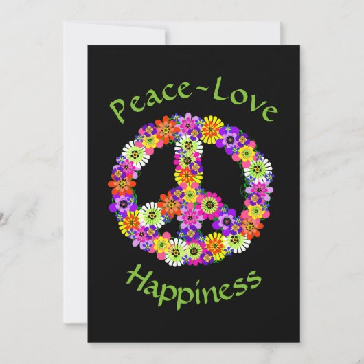 Vredesgebaar Floral Peace Love Geluk Kaart (Voorkant)