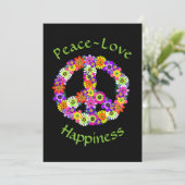 Vredesgebaar Floral Peace Love Geluk Kaart (Staand voorkant)