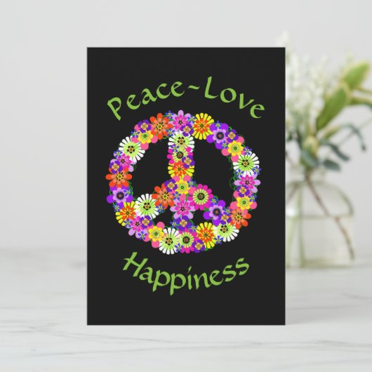 Vredesgebaar Floral Peace Love Geluk Kaart (Staand voorkant)