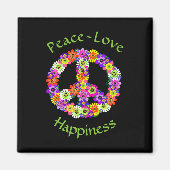 Vredesgebaar Floral Peace Love Geluk Magneet (Voorkant)