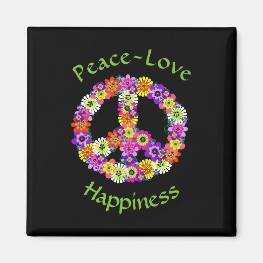 Vredesgebaar Floral Peace Love Geluk Magneet (Voorkant)