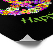 Vredesgebaar Floral Peace Love Geluk Poster (Hoek)