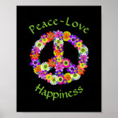 Vredesgebaar Floral Peace Love Geluk Poster (Voorkant)