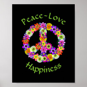 Vredesgebaar Floral Peace Love Geluk Poster