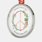 Vredesgebaar Joy Love Rustic Botanical Kerstmis Metalen Ornament (Links)