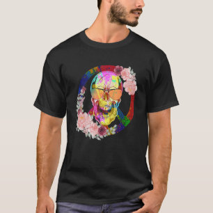 Vredesgebaar liefde 60's Hippie Colorful Skull T-shirt