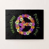 Vredesgebaar liefde en geluk op zwart legpuzzel (Horizontaal)