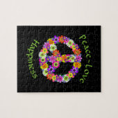 Vredesgebaar liefde en geluk op zwart legpuzzel (Horizontaal)