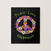 Vredesgebaar liefde en geluk op zwart legpuzzel (Verticaal)