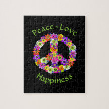 Vredesgebaar liefde en geluk op zwart