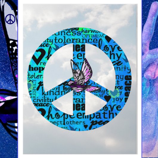 Vredesgebaar met vrolijk nieuwjaar voor Dove Briefkaart