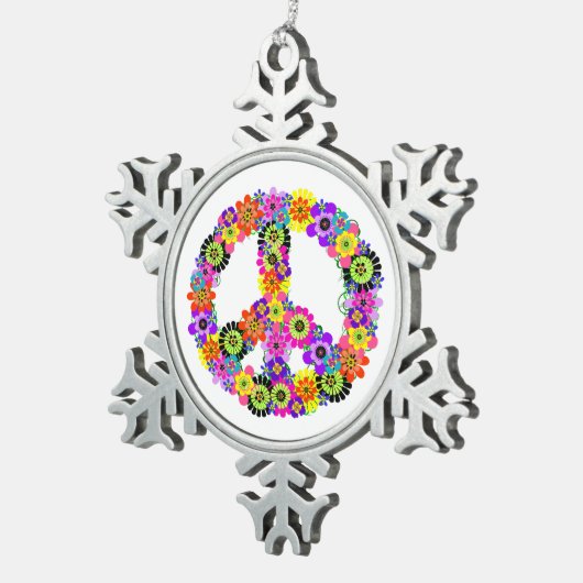 Vredesgebaar Tin Sneeuwvlok Ornament (Rechts)