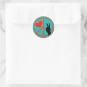 Vredesgebaar Vrede en Liefde Ronde Sticker (Tas)