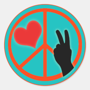 Vredesgebaar Vrede en Liefde Ronde Sticker