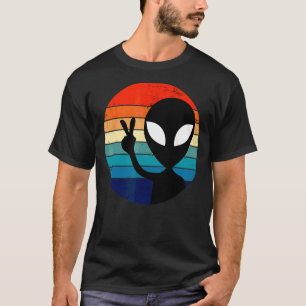 Vredesgebaren Alien 60s 70s Tie Dye Hippie T-shirt